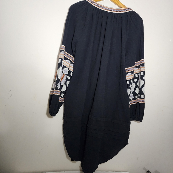 Free People High-low Caftan Dress With Embroidery Button Down Front Size XS - Picture 7 of 11